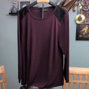 Ivanka Trump Plum and Black Long Sleeve Blouse